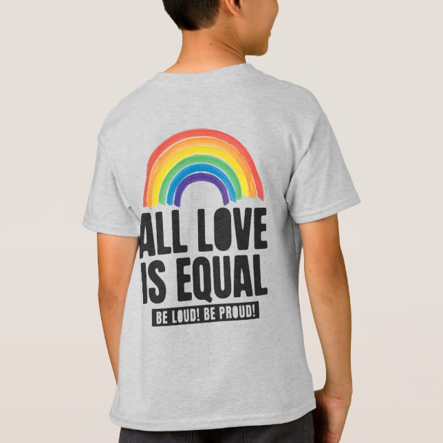 Camiseta Todo Amor é Orgulho Igual LGBT Direitos Iguais Arc (Verso)