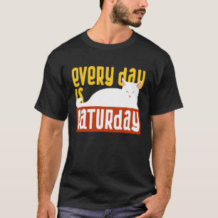 Camiseta Todo Dia é Caturday gato preto pessoas de gato Pré