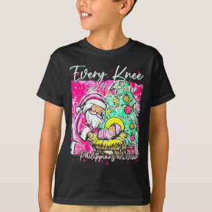 Camiseta Todo Joelho Se Dobrará Cena de Natal do Papai Noel
