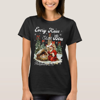 Camiseta Todo Joelho Se Dobrará Jesus Natal Cristão San