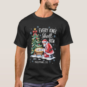 Camiseta Todo Joelho Se Dobrará Santa Natal Roupa Cristã