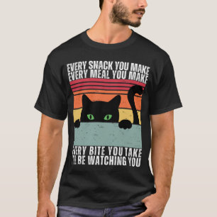 Camiseta Todo Lanche Que Você Faz Gato Preto Fofo Gato Vint