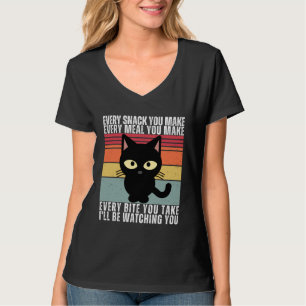 Camiseta Todo Lanche Que Você Faz Gato Preto Fofo Gato Vint