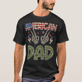 Camiseta Todo o esqueleto Pai Americano 4 de julho Patrióti