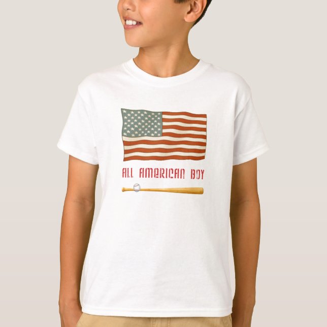 Camiseta Todo o T americano da bandeira do menino (Frente)