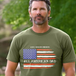 Camiseta Todo Pai Americano Personalizado Dia de os pais<br><div class="desc">Patriótica All American Pai T Shirt - Mostre ao seu pai que ele é um verdadeiro herói com espasmos estelares com este ousado design "All American Pai", com uma angustiada bandeira Americana em vermelho, branco e azul. A estética de pinceladas resistente lhe dá uma vantagem vintage, enquanto a opção de...</div>