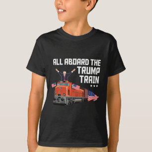 Camiseta Todos a Bordo do Trem Trump América Patriota Trump