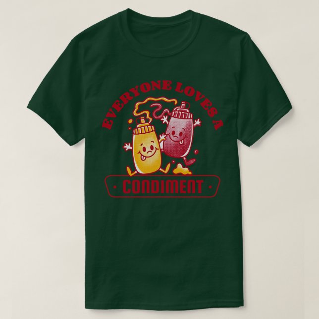 Camiseta Todos adoram uma Comida retrô divertida de condiçõ (Frente do Design)