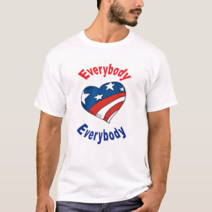 Camiseta Todos ama todos vermelho, branco & azul do T dos