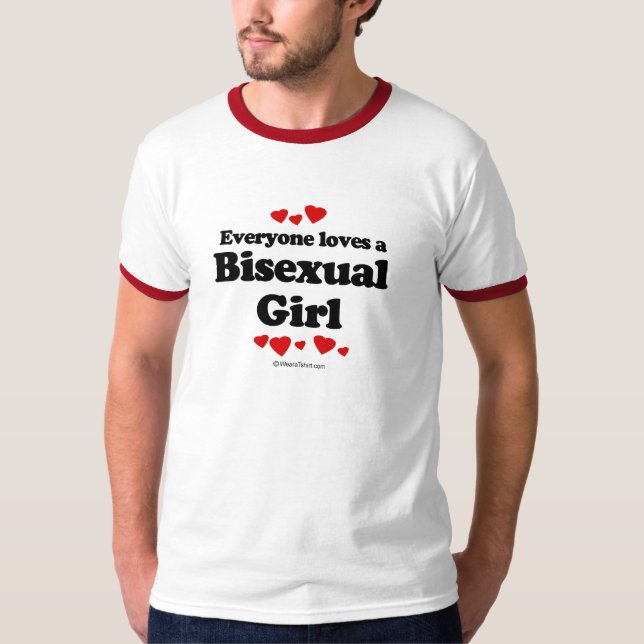 Camiseta Todos ama um t-shirt bissexual da menina (Frente)