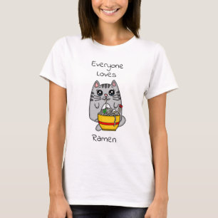Camiseta Todos Amam Ramen Arma de Gato Engraçado