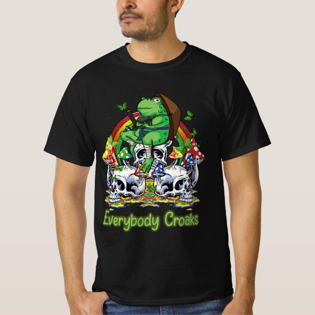 Camiseta Todos Cruzam Sapo Crânio Cogumelo Estético Cot (Frente)