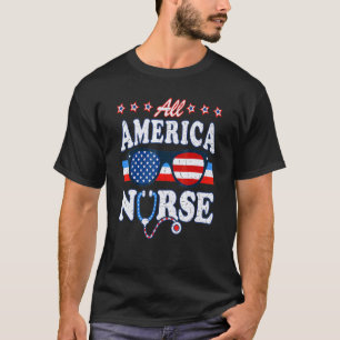 Camiseta Todos Enfermeira América 4 de Julho Patriótico Ban