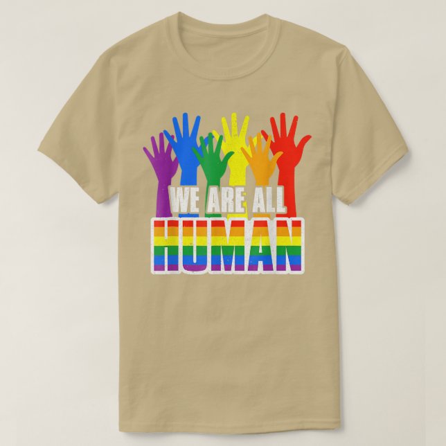 Camiseta Todos nós somos LGBT de Orgulho Humano de Suporte  (Frente do Design)