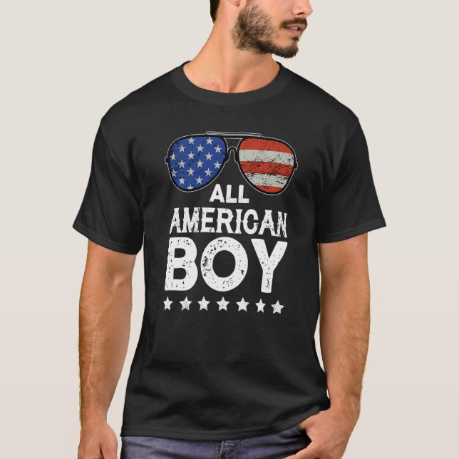 Camiseta Todos os americanos 4 de julho Meninos e óculos de (Frente)