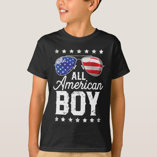 Camiseta Todos os americanos 4 de julho Meninos e óculos de (Frente)