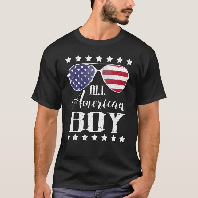 Camiseta Todos os americanos 4 de julho Meninos e óculos de (Frente)