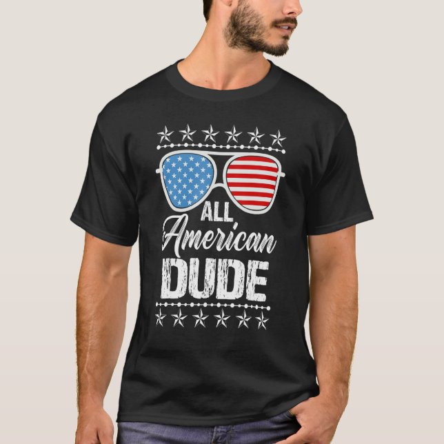 Camiseta Todos Os Americanos 4 De Julho Meninos Miúdos Ócul (Frente)