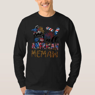 Camiseta Todos os americanos Memaw Messaw Bun Usa Flag Leop