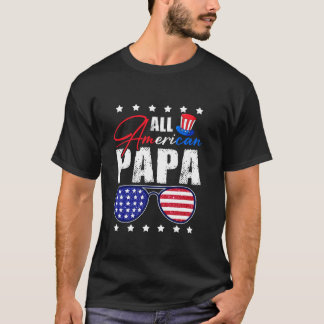 Camiseta Todos os americanos Papa 4 de julho Pai EUA Flag S