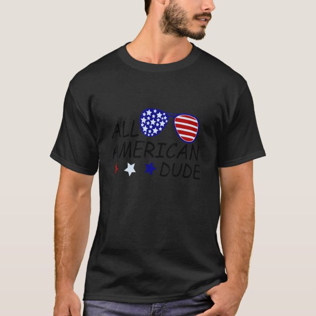 Camiseta Todos Os Americanos Patriot Sunglass 4 De Julho Me (Frente)