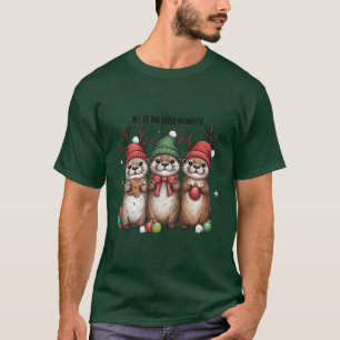 Camiseta Todos Os Animais De Natal Das Renas Da Lontra Inve