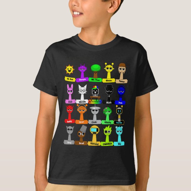 Camiseta Todos Os Brinquedos Sprunki Meninas Desorte De Ani (Frente)