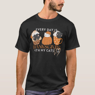 Camiseta Todos os dias é Ação de Graças com meus gatos
