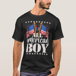 Camiseta Todos os EUA Menino Americano Sinalizador e Firewo
