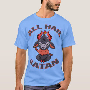 Camiseta Todos os Hail Satã Baphomet Occulet Pentagram Sata