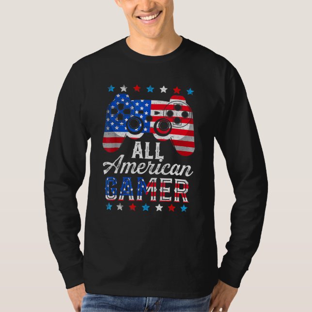 Camiseta Todos Os Jogo De Jogador Americano Bandeiras Ameri (Frente)