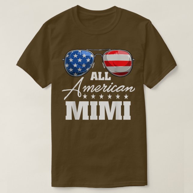 Camiseta Todos os Mimi Americanos Avó EUA Bandeira Óculos d (Frente do Design)