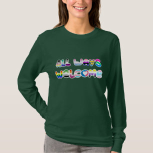 Camiseta Todos os modos de boas-vindas LGBTQIA+ inclusão de