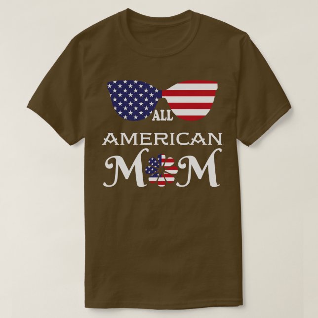 Camiseta Todos os óculos de sol da bandeira MOM americana,  (Frente do Design)