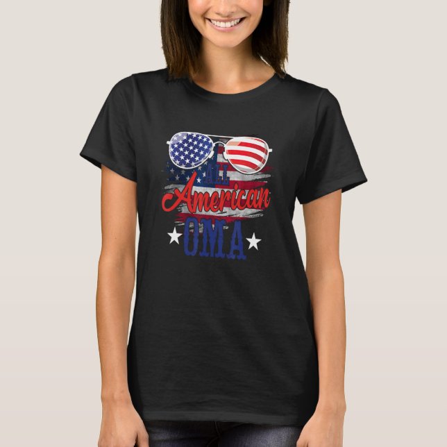 Camiseta Todos os óculos sol americanos Oma latinos EUA Ban (Frente)