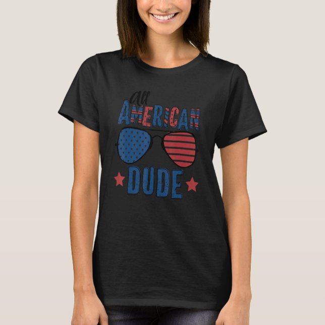 Camiseta Todos Os Óculos Solares Americanos 4 De Julho Meni (Frente)