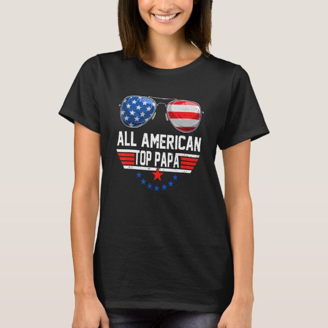 Camiseta Todos Os Óculos Solares Americanos Bandeira 4 De J (Frente)