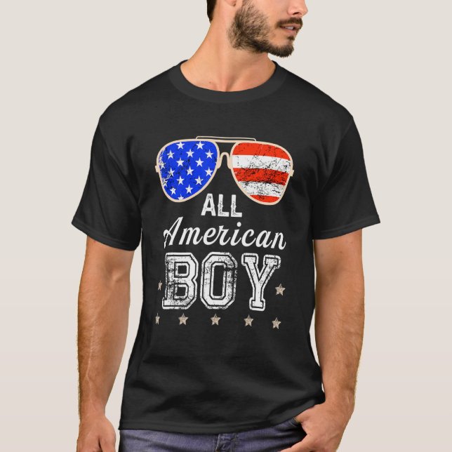 Camiseta Todos Os Rapazes Americanos 4 De Julho Meninos Ócu (Frente)