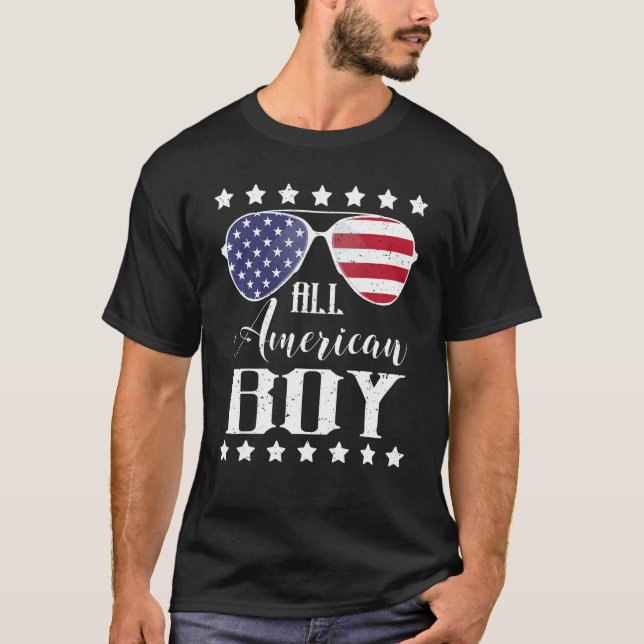 Camiseta Todos Os Rapazes Americanos 4 De Julho Meninos Ócu (Frente)