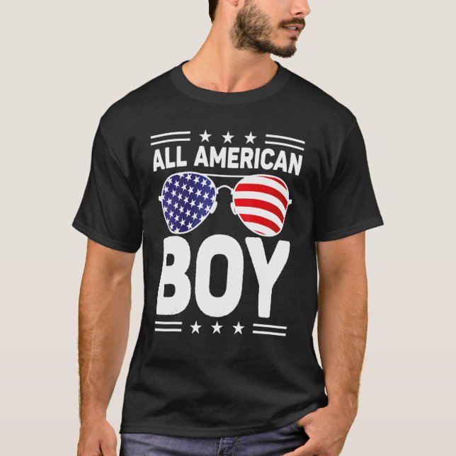Camiseta Todos Os Rapazes Americanos 4 De Julho, Óculos Sol (Frente)
