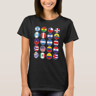 Camiseta Todos os Sinalizadores Latino-Americanos Países Hi