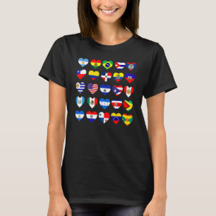 Camiseta Todos os Sinalizadores Latino-Americanos Países Hi