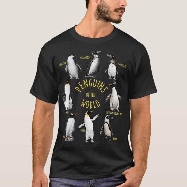 Camiseta Todos Os Tipos De Pinguins Do Pinguim Engraçado Do (Frente)
