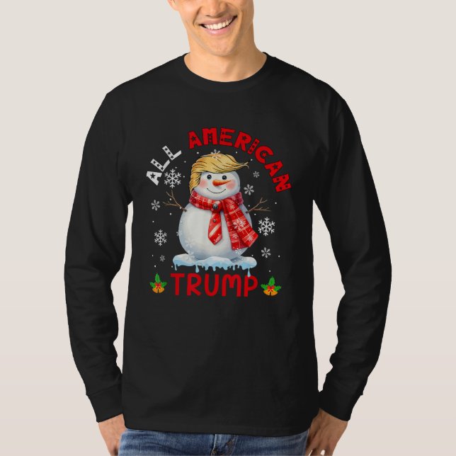 Camiseta Todos os Trump Christmas Snowman Presidente (Frente)