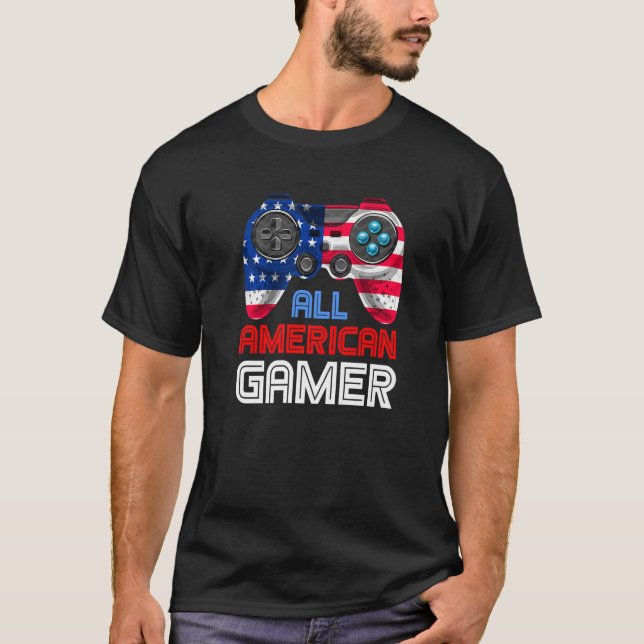 Camiseta Todos os Videos games Patrióticos do Jogador Ameri (Frente)