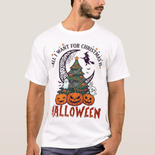 Camiseta Todos Querem Natal Árvore de Halloween Abóboras Fa