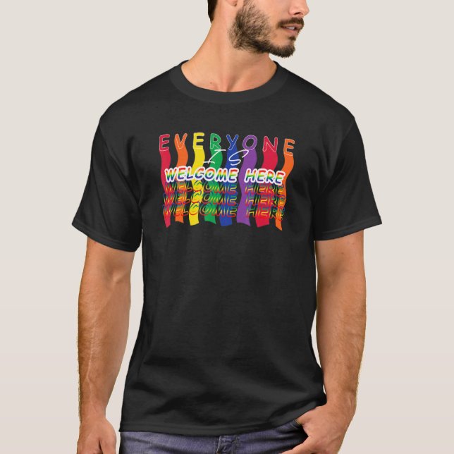 Camiseta Todos São Bem-Vindos Aqui, Gbt Orgulho gay Support (Frente)