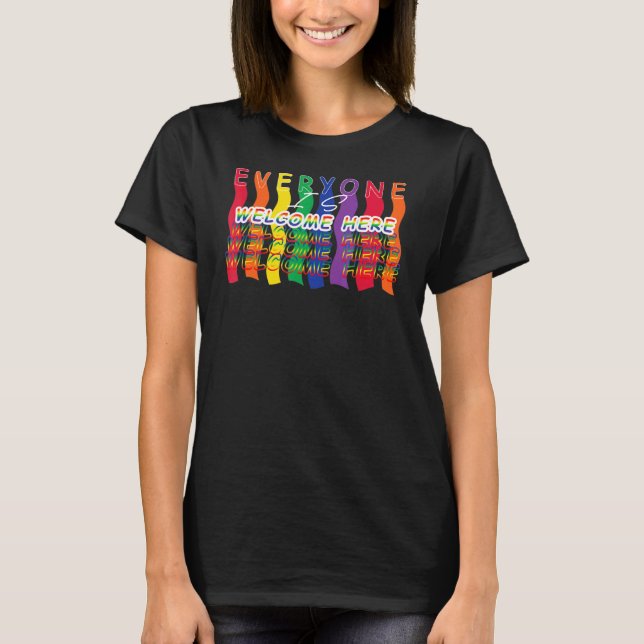 Camiseta Todos São Bem-Vindos Aqui, Gbt Orgulho gay Support (Frente)