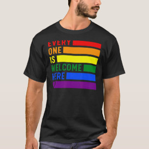 Camiseta Todos São Bem-Vindos Aqui No Rainbow Lgbtq Pride T