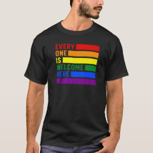 Camiseta Todos São Bem-Vindos Aqui No Rainbow Lgbtq Pride T